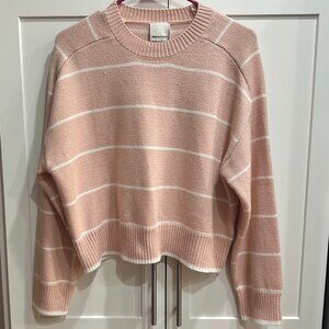 Industry Republic Women's LS Sweater, Med, Pink & White, Never Worn, Rib Knit